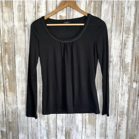 Talbots Tops - Talbots Black Accordion Style Neck Long Sleeve Blouse